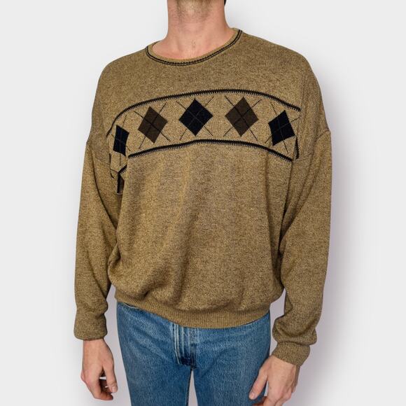 Y2K Preswick &‎ Moore Brown Argyle Sweater - Picture 1 of 5
